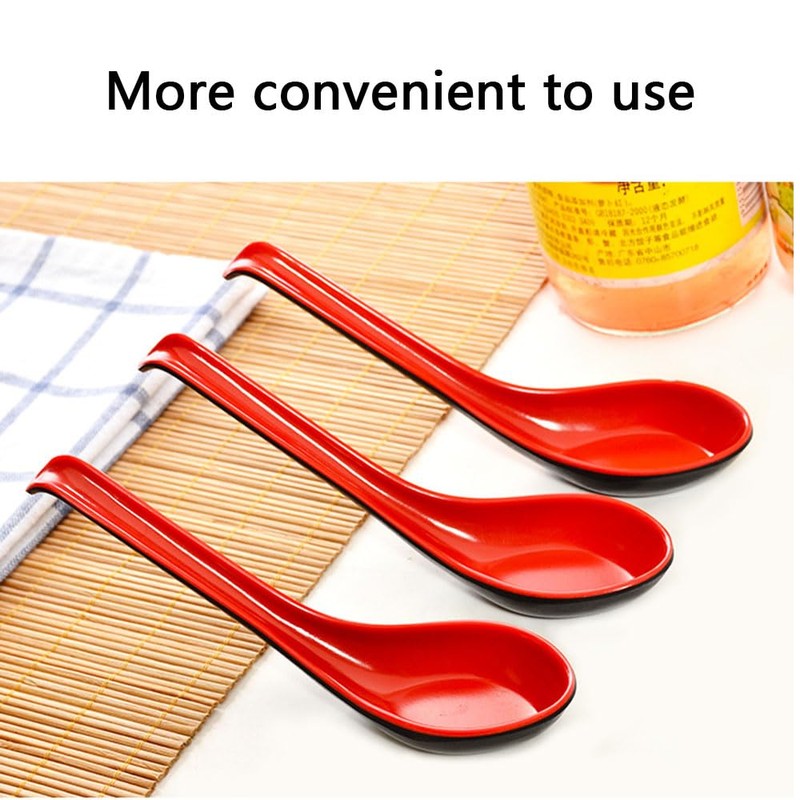 6Pcs Soup Spoon Ramen Noodle Soup Ladle White Soup Spoons