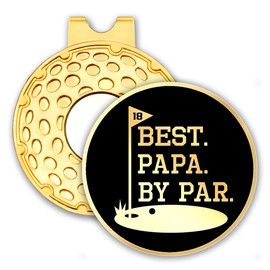 rofiowa Best Papa by Par Black Gold Golf Ball Marker with Hat Clip, Funny Golf Accessories for Men Dad, Christmas Father's Day Birthday Gifts for Golf Fan Golfer, Novelty Golf Gifts for Dad (OBJ027)