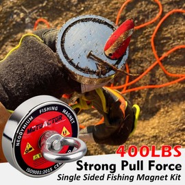 MUTUACTOR Magnet Fishing Kit 400lbs Pulling Force,Heavy Duty Neodymium N52 Magnet with 20m(64 Foot) Durable Rope,Permanent Gaint Rare Earth Magnets for Lifting Objects Hunting Lost Treasures