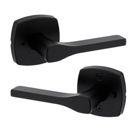 Kwikset Tripoli Lever Interior Privacy Door Handle with Lock, Door Lever For Bathroom and Bedroom, Matte Black Reversible Keyless Turn Lock, with Microban Protection