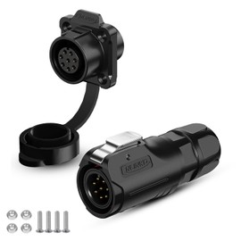 CNLINKO LP-12 Industrial Waterproof Connector IP68 Circular Connector Quick Plugging Aviation Connector PBT Plastic Shell Connector Fast Release Connector M12 2-8 Pin Flange Socket (8 Pin)