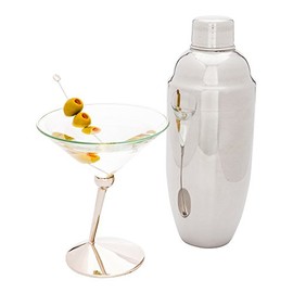 Bar Lux 24 Ounce Cocktail Shaker, 1 Heavy-Duty Cobbler Shaker - Mirrored Finish, Leak-Resistant, Silver Stainless Steel Martini Shaker, For Homes, Bars, Parties, or Restaurants - Restaurantware