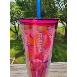 STARBUCKS Coffee Spring 2023 Pink Floral Cold Cup Tumbler Venti 24 oz New