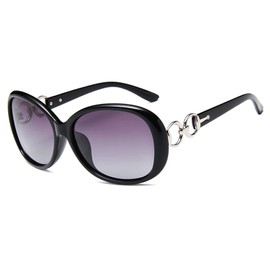 YUELUQU Polarized Sunglasses Womens Ladies Oversized Retro Fashion Large Frame Glasses UV Protection (Black)