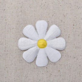 White Daisy Embroidered Iron on Patch
