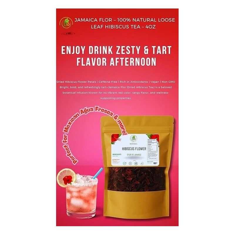 B-Experts Store Flor de Jamaica – 4 oz Dried Hibiscus