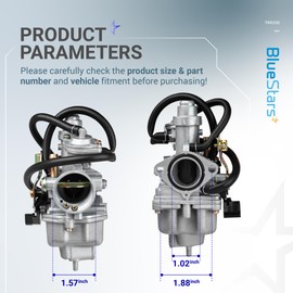 BlueStars TRX250 Carburetor Kit for Honda TRX 250 Recon (TRX250TM, TRX250TE) ATV - Replaces 16100-HM8-B01, Includes Petcock, Air Filter, Fuel Filter, Oil Filter, Spark Plug, Lever Screw