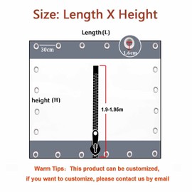 DTVEW Transparent Waterproof Tarpaulin Outdoor Vinyl Tarp Curtains with Zipper 0.5mm Rainproof Tarpaulin for Patios Porches (Color : 0.5mmGray, Size : 1.9x2.2m/6.2x7.2ft)