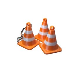 Mini Traffic Cone Keychain, Orange and White Striped, Construction Theme Gift for Road Workers, Novelty Transportation Accessory