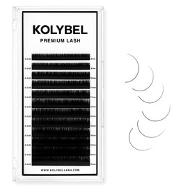 KOLYBEL Classic Lash Extensions 0.03 C CC D DD J B L Curl 10mm Lash Trays Premium Silk Eyelash Extensions Matte Dark Lash Extension for Professional Salon Use (0.03-C-10mm)