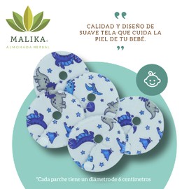 MALIKA - Parche de Gastrostomía Pediátrico - Elaborado con Suave Tela de Algodón y Ajuste con Broche de Presión -Ideal como Alternativa a las Gasas Médicas - Paquete con 5 Piezas (BLANCO)