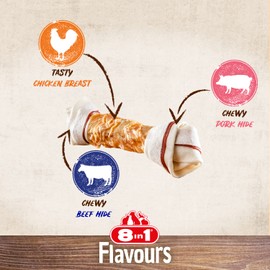 8in1 Triple Flavour Bone M - chewy dog bone with chicken fillet, pork hide and beef hide, 1 pc.