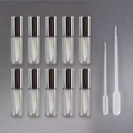 Popo Lounge Lip Gloss Container Tint Subdivision Empty Bottle Cosmetic Subdivision Sample Container 1.2ml, 10 Pieces, Silver 1.2ml / 포포라운지 립글로즈 용기 틴트 소분 공병 화장품 소분 샘플통 1.2ml, 10개, 실버 1.2ml
