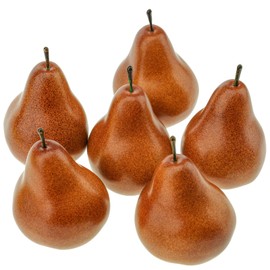 Meiwlong 6pcs Artificial Fruit Realistic Fake Brown Pear Artificial Fake Fruit Lifelike Home Kitchen Cabinet Decoration Simulation Party Fruit Shop Model Dining Room Desk Centerpieces Fruit Decor