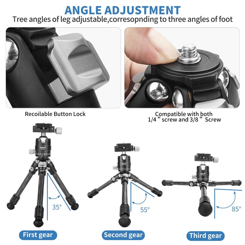 CAVIX Travel Mini Tripod with 360° Ballhead Lightweight Portable Compact