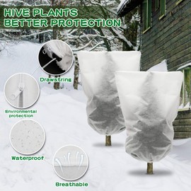 Abizarch Winter Large Shrub Cover with Gloves Weatherproof Shrub Freeze Protection Cover with Drawstring and Zipper Large Anti-UV Garden Jacket Non-woven Outdoor Shrub Frost Protection for Trees and S