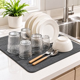 Absorbent Kitchen Drying Mat for Countertop Storage – Non-Slip Quick-Drying Drain Pad for Dishes, Coffee Stations & Everyday Kitchen Use