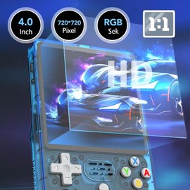 R36S Plus Handheld Game Console 4.0-in 720*720 IPS OCA Screen RK3326 3200mAh r36splus with Portable Case Lake Blue-64GBVer.