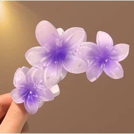 Floral Hair Claw Clips, Multi-Colour Summer Flower Design, 2-Pack (Fluroscent Lavender/2pack)