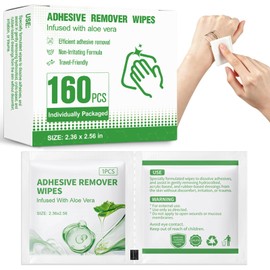 160CT Adhesive Remover Wipes – Sting-Free & Hypoallergenic Medical Skin Adhesive Remover with Aloe for Bandage, Tape, Glue, Patch, Dressings & Ostomy Residue