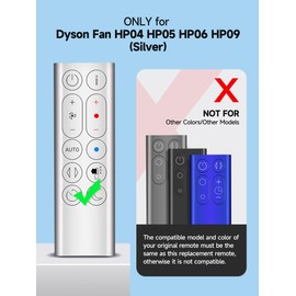 New Replacement Remote Control for Dyson Pure Hot + Cool Purifying Fan HP04 HP05 HP06 HP09, Air Purifier/Heater (Sliver)