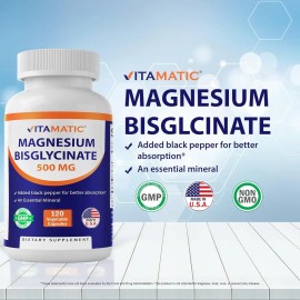 Vitamic Bisglicinato De Magnesio 500mg Con 120caps Hecho Usa                                                                                          