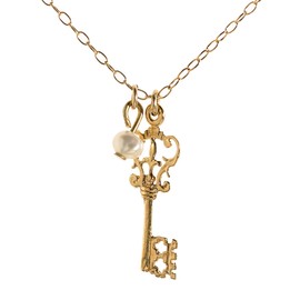 Key Necklace Gold Filled Pearl Key Classic Necklace