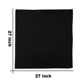 Junvena Large Bandanas 27 inch Solid Color 100% Cotton Thin and Soft XL Headband Bandannas(Black 3 Pack)