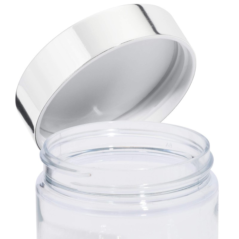6 oz Clear PET Plastic Jar with Silver Metal Overshell