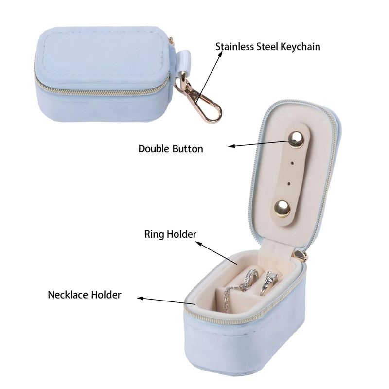 Mini Portable Travel Jewelry Box Keychain, Ring Holder Keychain