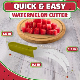 Stainless Steel Watermelon Slicer Cutter Tool – Easy Grip Water Melon Cutter Slicer for Cantaloupe, Honeydew & Papaya | Cut Cubes or Slices, Fruit Mess-Free Prep for Parties, BBQs & Summer Snacks