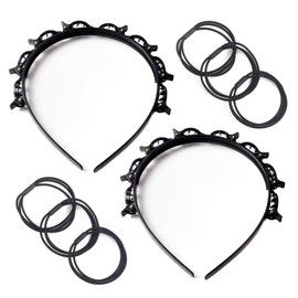 AOEVUIR Bangs Hairstyle Hairpin Hairstyle Aid Headband with Clips Hair Pins Hairdressing Supplies Headband Hair Accessories Hairband with Clips Twist Clip Headband (with 6 Hair Bands)