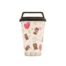 Afternoon Tea Living JJ46 Stainless Steel Tumbler, 11.8 fl oz (350 ml), KITKAT Heart Full Bear, Beige