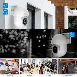 NIVIAN - Mini PTZ Camera WiFi 2.4GHz 2K 360 Degree Remote Control with Auto Tracking and Human Detection Night Vision 10M Outdoor Compatible with Alexa and Google