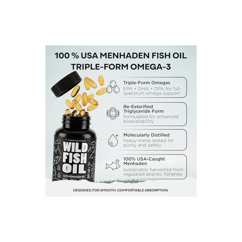 Aceite de pescado salvaje, EE. UU. Caught Omega-3 DPA, DHA