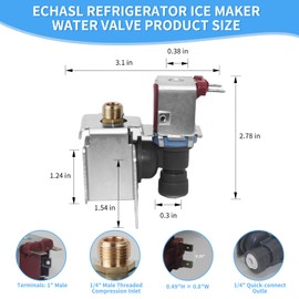 Upgrade WPW10498976 W10498976 Refrigerator Ice Maker Water Inlet Solenoid Valve Compatible with Whirlpool,Kenmore,Maytag,Replacement for W10420082 PS11755667 K-78200 W10498974 K-78186 2315508