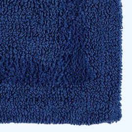 HOMESCAPES Small Bath Mat, Luxury 1600gsm Extra Soft 100% Cotton, Reversible Bathroom Mats Non-Slip, Washable, Super Absorbent, Quick-Dry, Navy Blue Bathroom Rug, 50x50 cm Square
