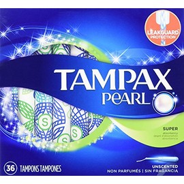 Tampax Pearl Plastic Super Absorbency, Unscented Tampons, 36 Count - Pack of 2 (72 Count Total)