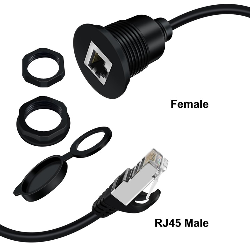 YINGAYOU Ethernet Threaded Fixed Extension Cable 1000Mbps RJ45 Male to