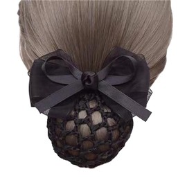 JIHUOO Hair Clip with Bow Hair Net Bun Cover Hair Clip French Hair Accessories for Bank Workers Flight Attendant Nurses