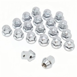 WZHUIDA 20 Wheel Nuts Taper Seat 60° M12 x 1.5 x 32, Compatible with Ford Focus Fusion Fiesta Factory Wheels, OEM Original One Piece Chrome Wheel Nuts