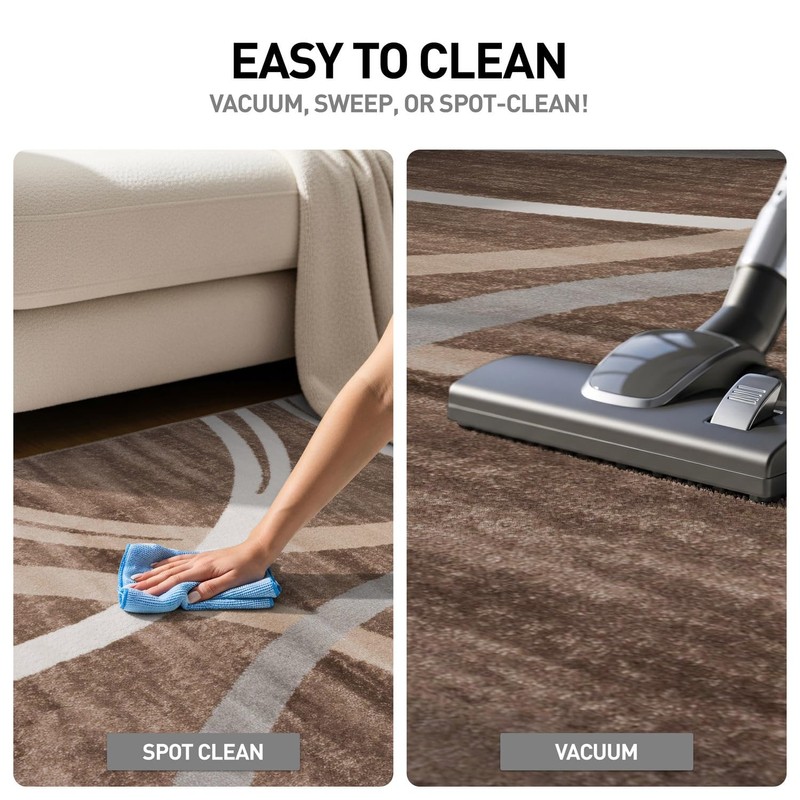 Rugshop Modern Wavy Circles Design Area Rug, Non-Shedding Carpet for