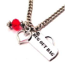 ChubbyChicoCharms Apocalypse Preppers Bug Out Bag Heart and Crystal 18" Necklace