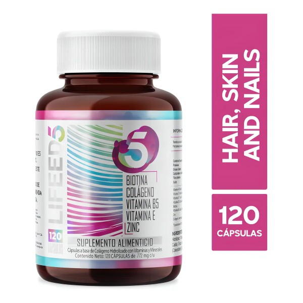 120 Cápsulas - Biotina Colágeno Hidrolizado Vitamina E Zinc Sabor
