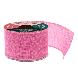 Mandala Crafts - Cinta de arpillera rosa con alambre para corona, cinta de arpillera rústica de yute natural rosa con alambre de 2.5 pulgadas de ancho y 10 yardas para boda, otoño, árbol de día festivo