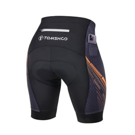TOMSHOO Padded Cycling Shorts with Padding, Side & Back Pockets, Breathable and Quick-Drying, Shock-Absorbing Cycling Shorts, orange
