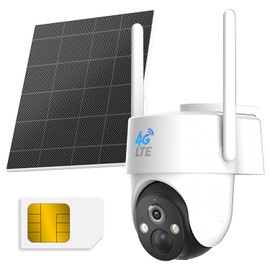 Rraycom 4G LTE Cellular Solar Security Camera Wireless Outdoor, No WiFi Security Camera Solar Powered with 2K 360° Live View, Color Night Vision, PIR Motion Sensor, 2 Way Talk, Built-in SIM Card