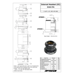 FSA Orbit ITA 1-1/8" - 1.5" Tapered Headset with Top Cap, NO.9M/CUP/CC/12B/44-A, XTE1665