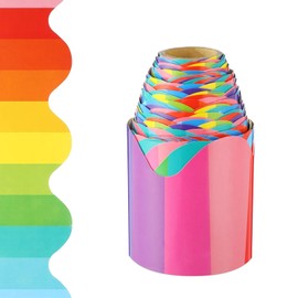 Rainbow Bulletin Board Border,Rainbow Board Border Trim Paper,Colorful Board Decor,for Preschool Daycare,Kindergarten Classroom Chalkboard Office Decor