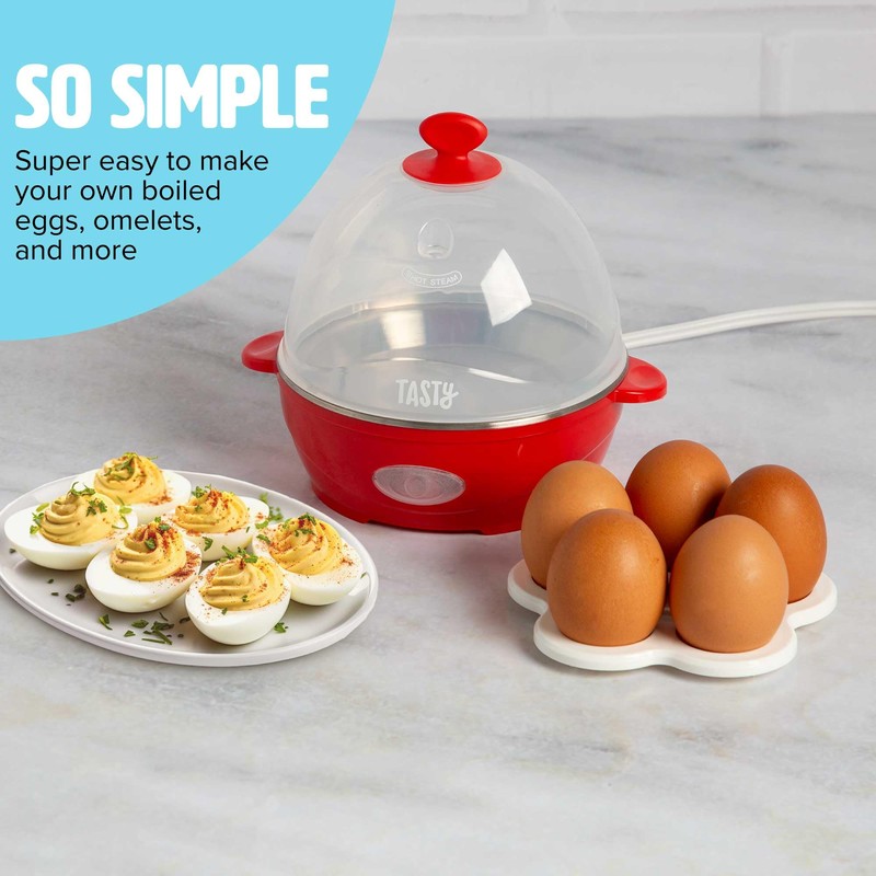 Tasty Mini Rapid Egg Cooker, 5-Egg Capacity for Perfect Hard